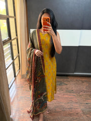Mustard Mogra with Kalamkari Dupatta