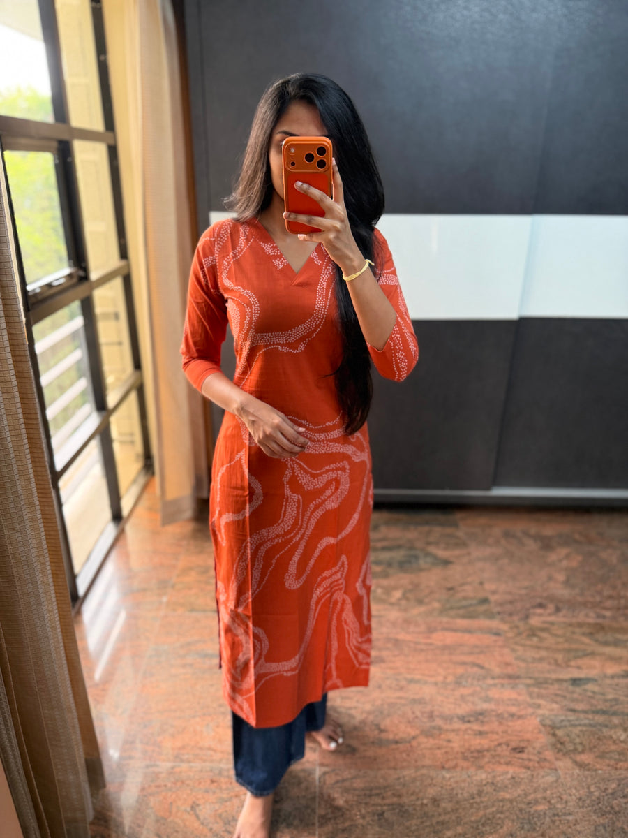 Orange Bandhini Kurta