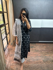 Black Ikkat Cotton 3 Piece Set