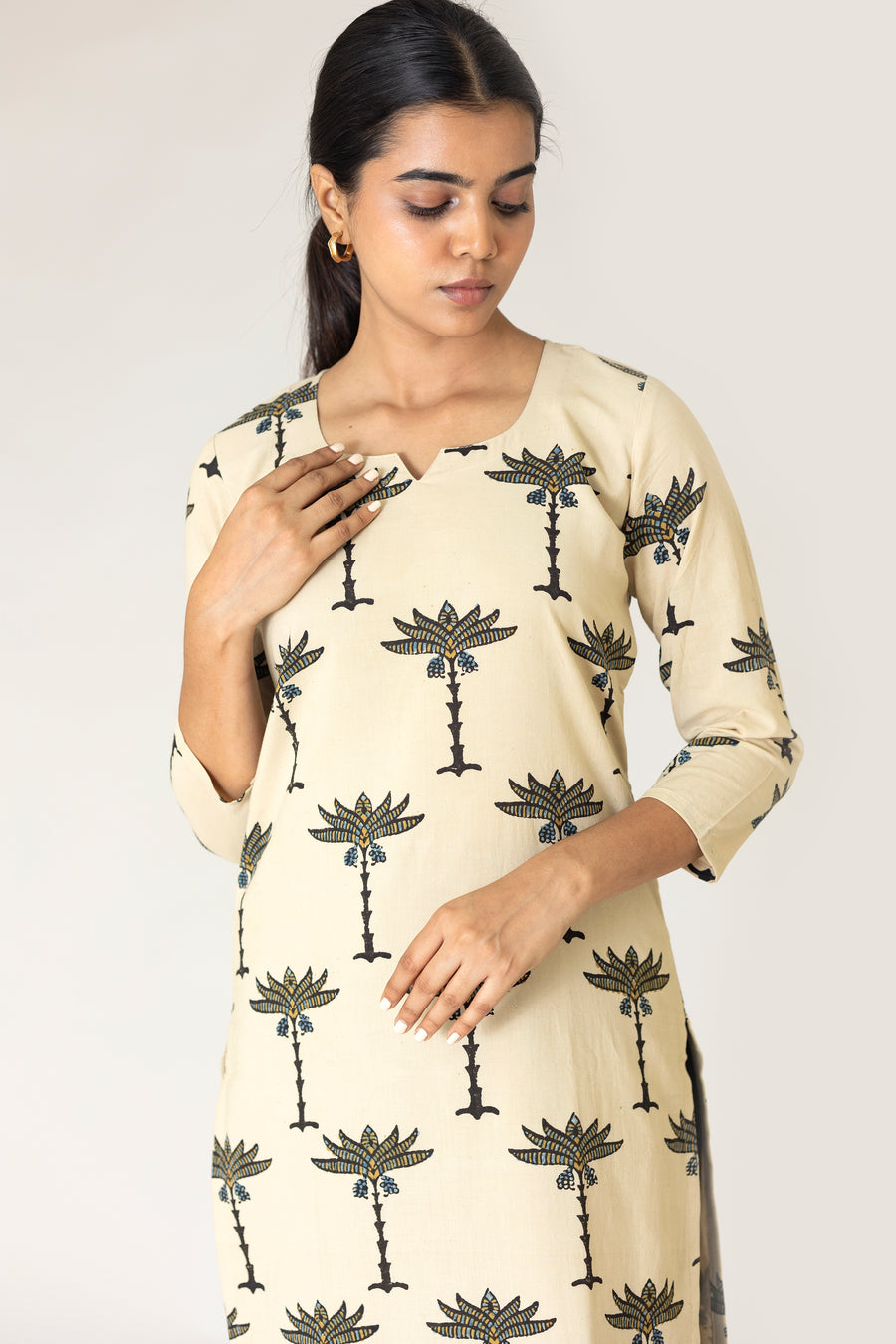 Off-White Ajrakh Block Printed kurta