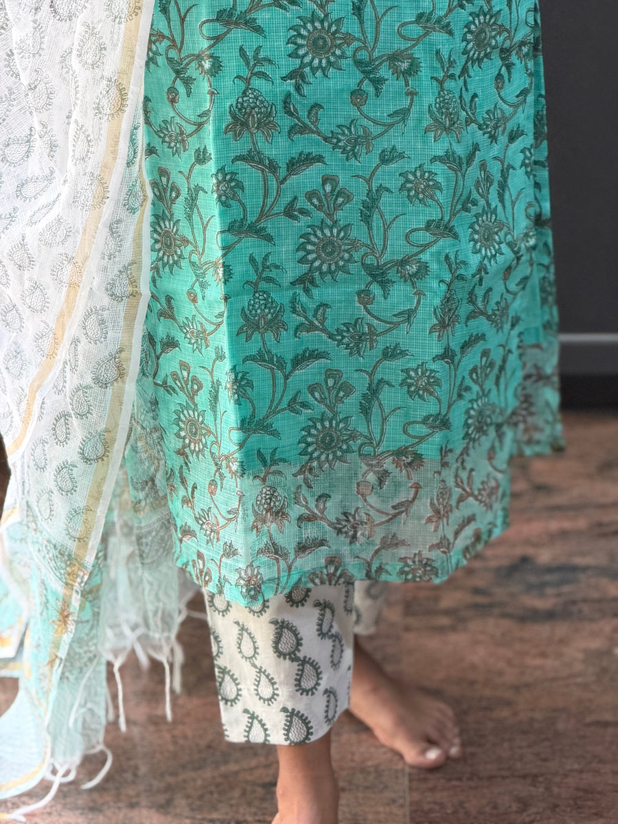 Blue Floral Kota Set