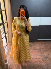 Pastel Mustard Top with Kota Dupatta