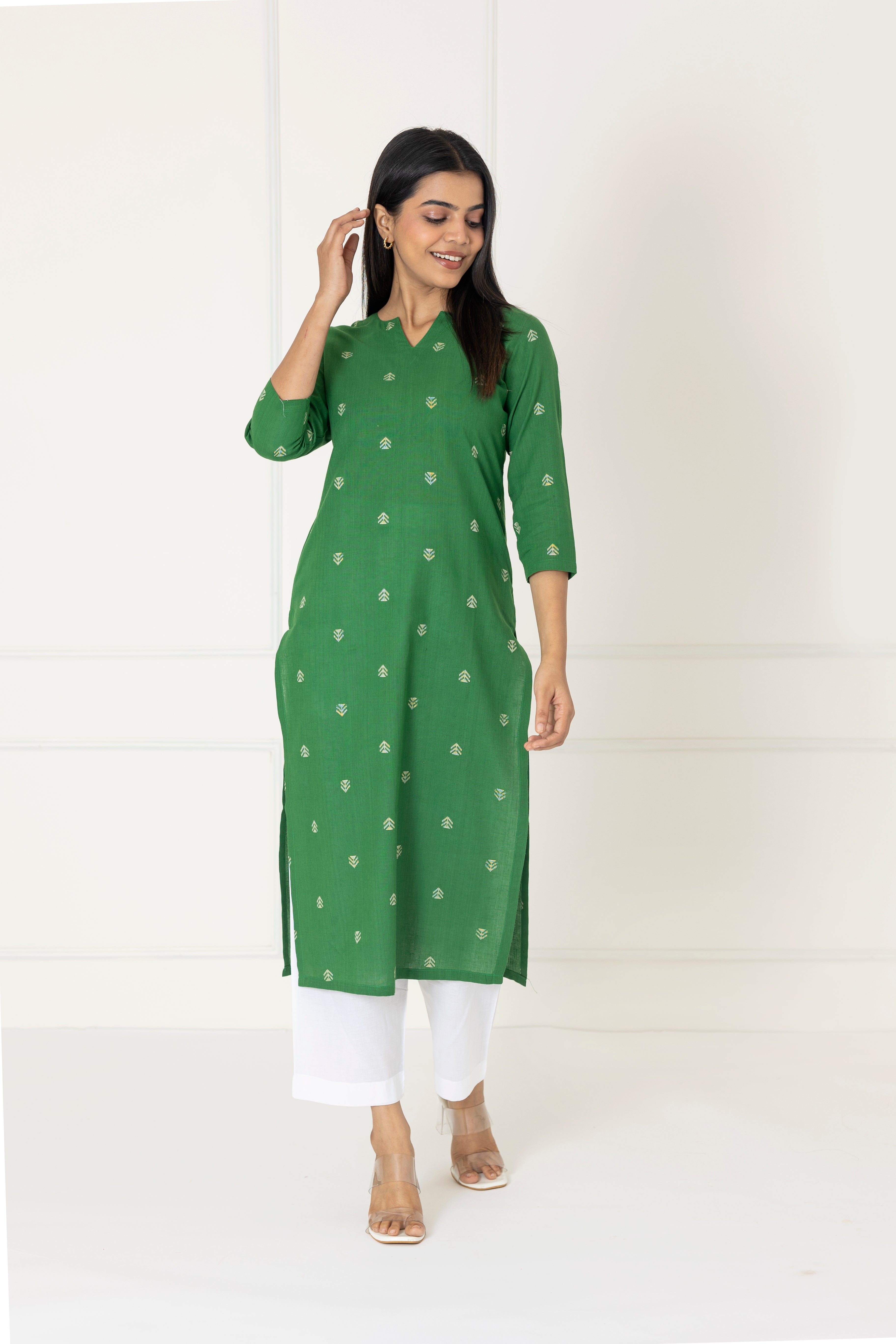 Green Handwoven Kurta