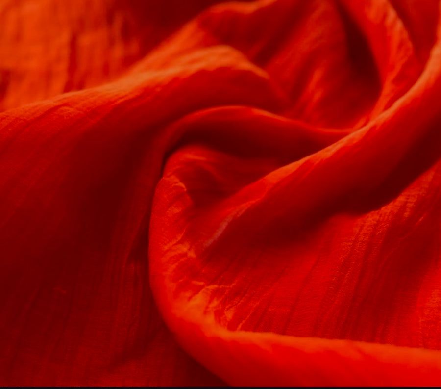 Orange Chanderi top with Kota dupatta
