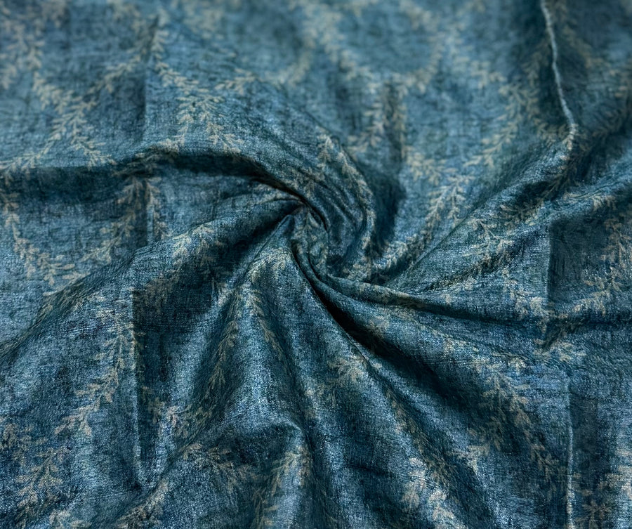 Blue Raw Silk Top With Dupatta