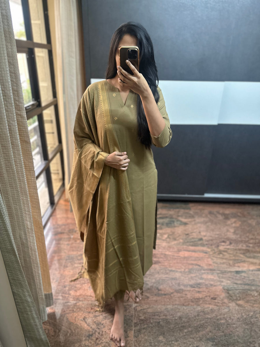 Khaki Cotton 3 piece Set