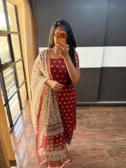 Maroon Lotus Kota Set