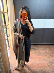Black Ikkat Top & Dupatta