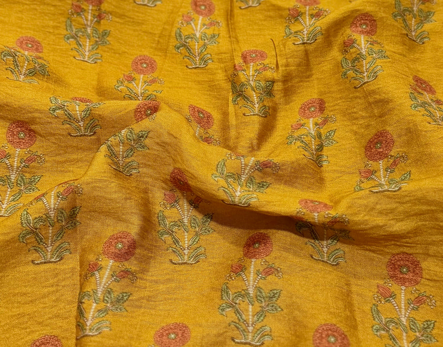 Mustard Mogra with Kalamkari Dupatta