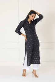 Black Handloom Kurta