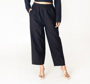 Black cotton solid pant