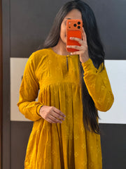 Yellow Panel Anarkali Set