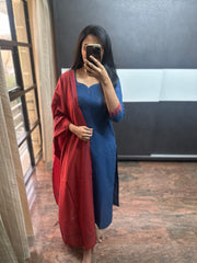 Blue Handloom Cotton 3 Piece Set