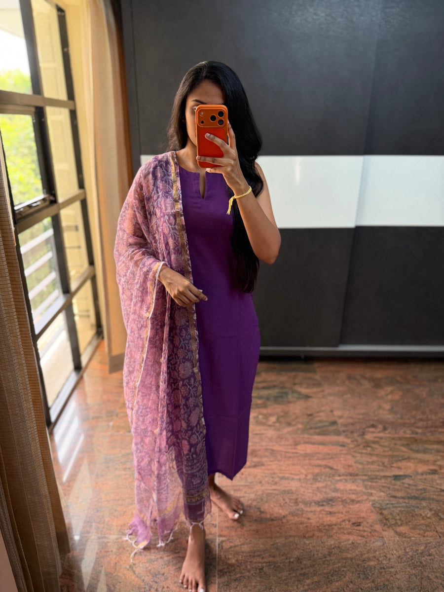 Purple Top with Kota Dupatta
