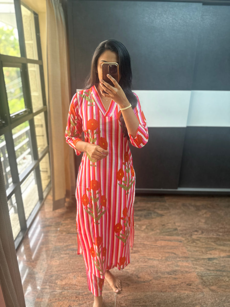 Pink Mughal Print Cotton Co-Ords