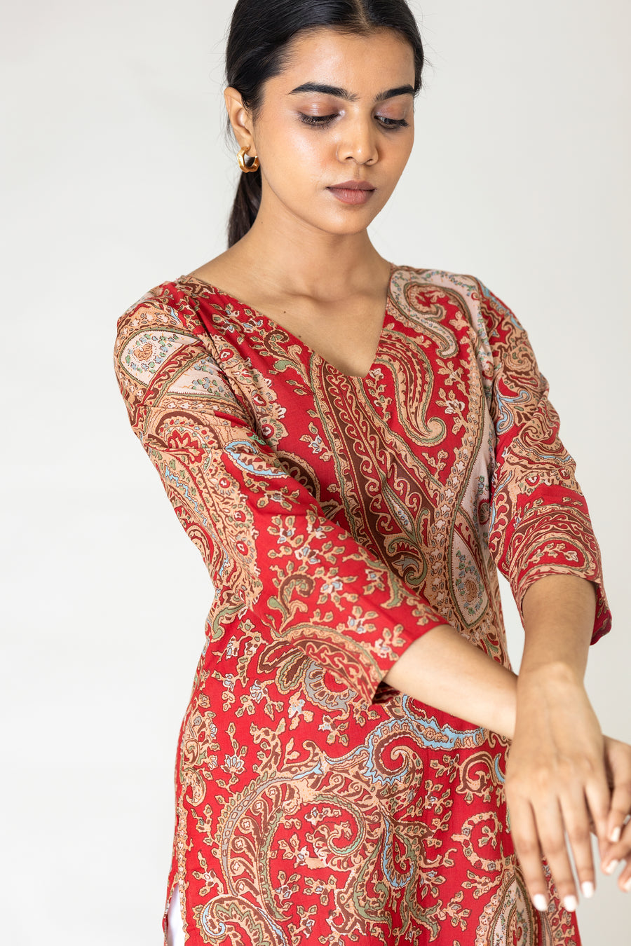 Paisley block printed kurta