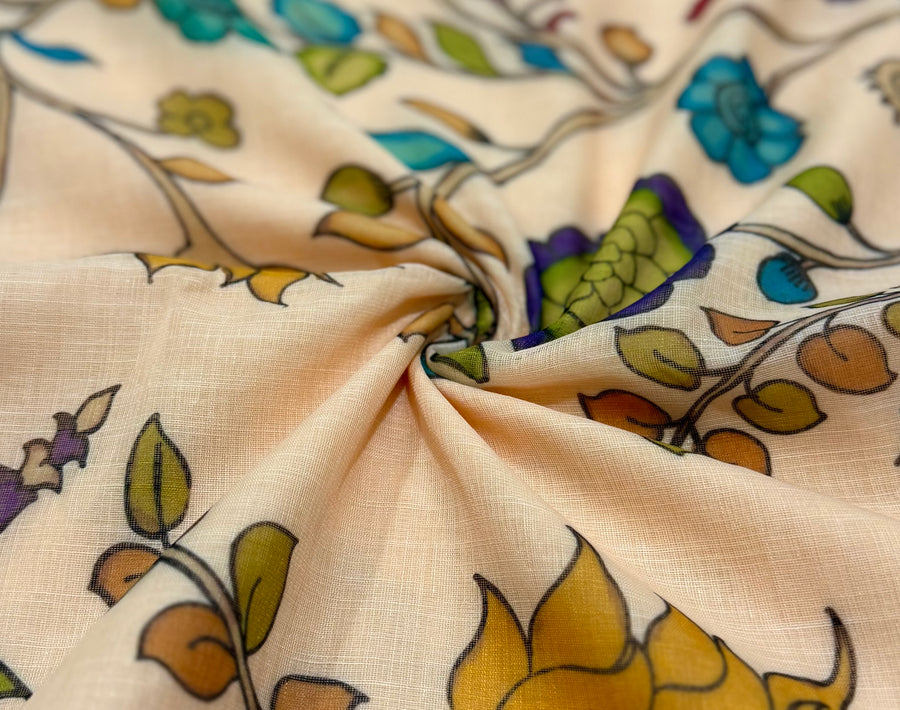 Cream Cotton Linen Kurta