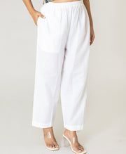White cotton solid pant