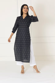 Black Handloom Kurta