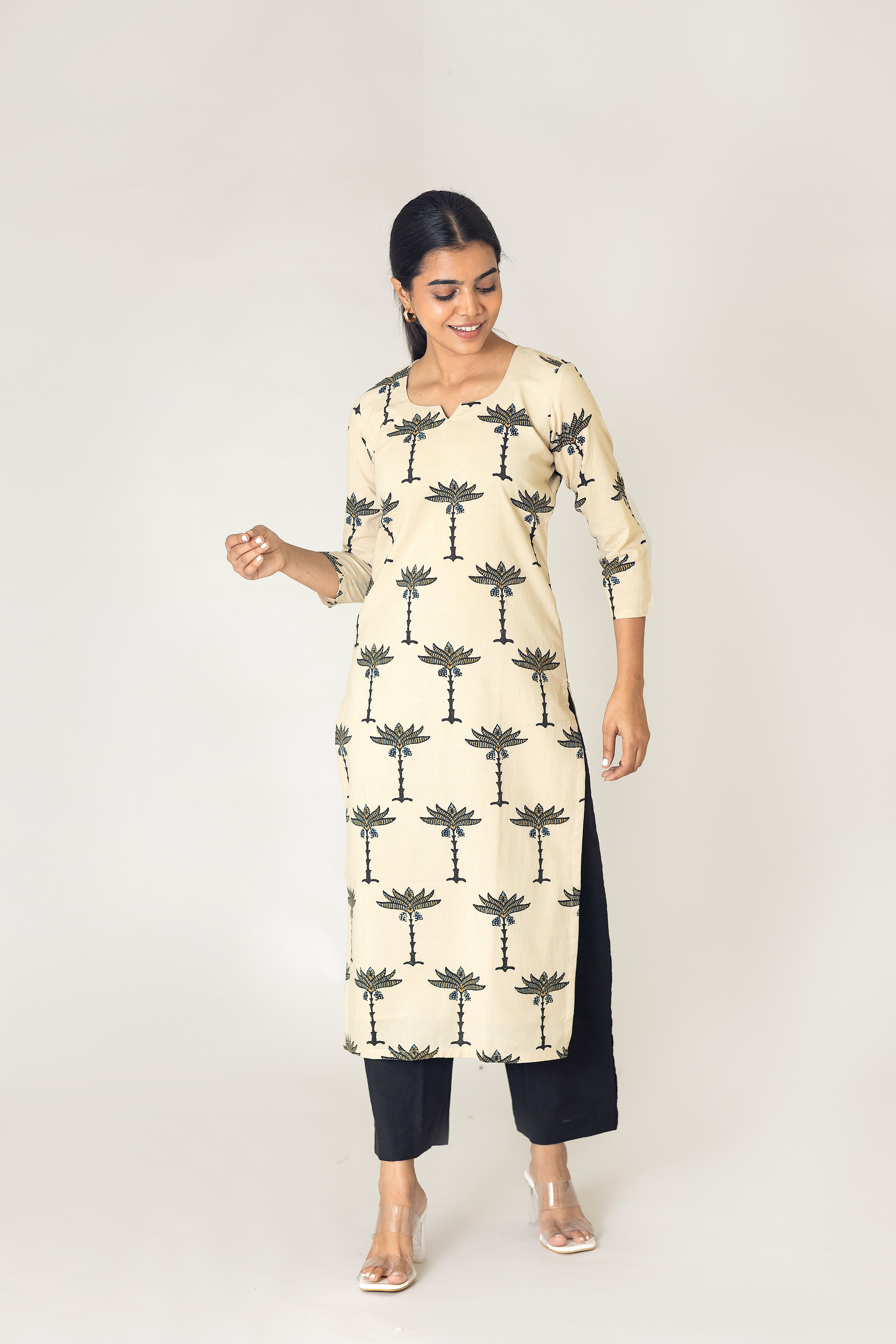 Off-White Ajrakh Block Printed kurta