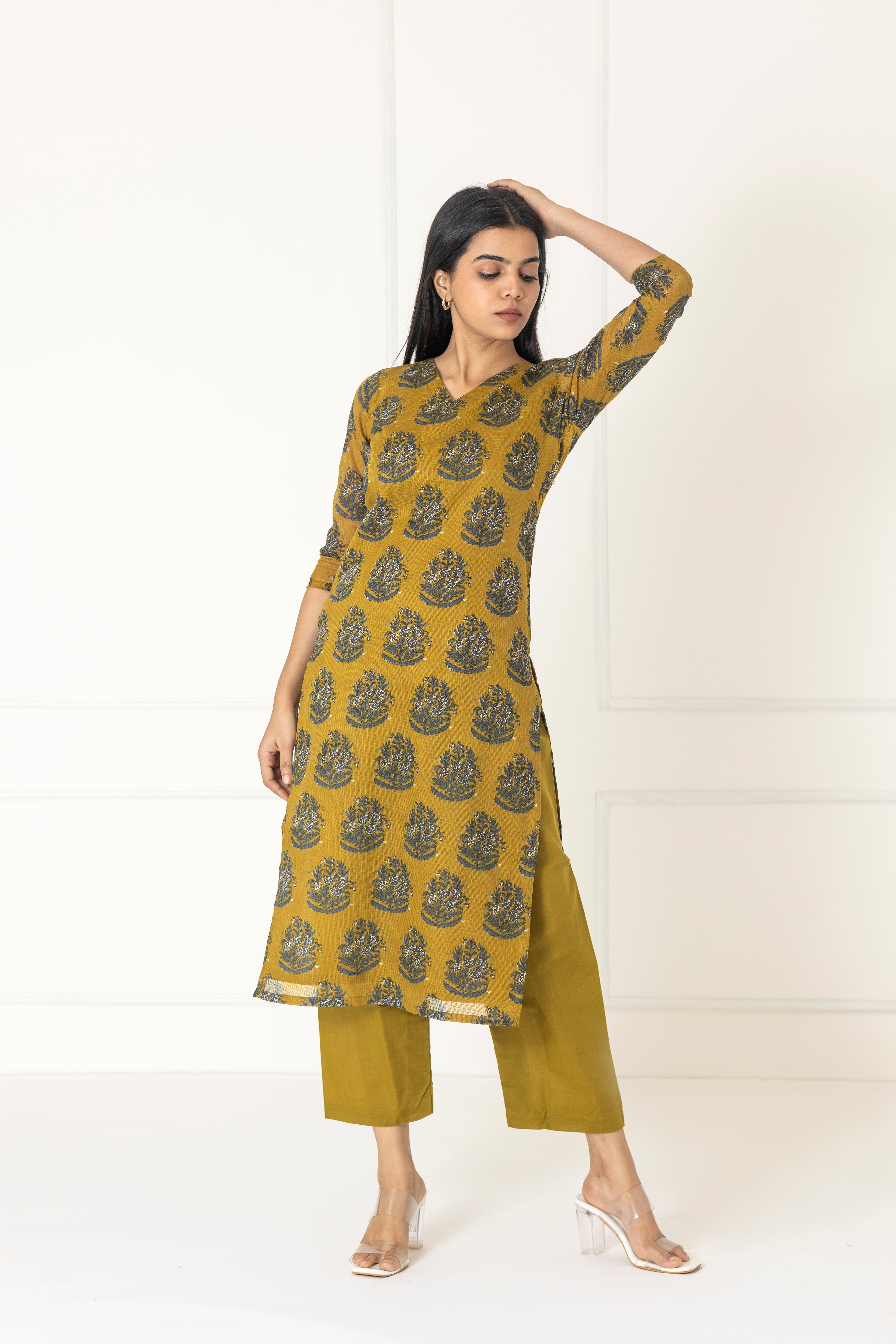 Mehandi Green Kota Kurta