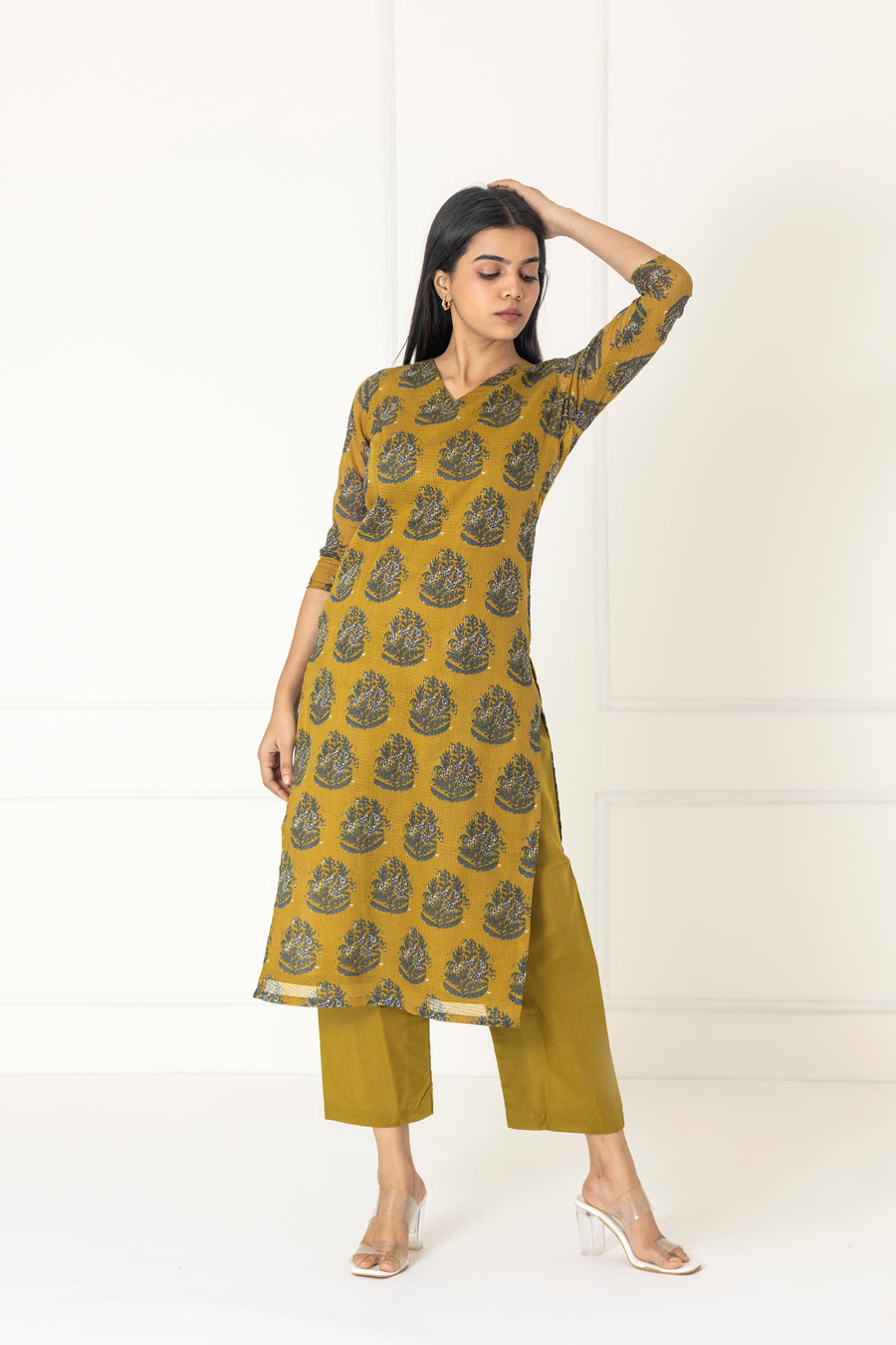 Mehandi Green Kota Kurta