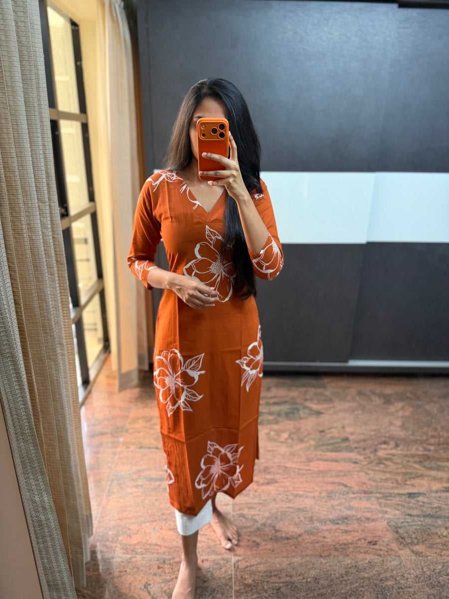 Rust Cotton kurta