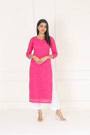 Pink Hakoba Cotton Kurta