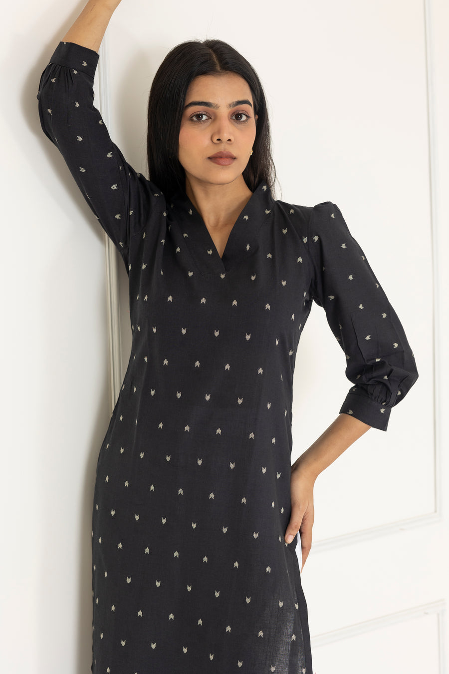 Black Handloom Kurta