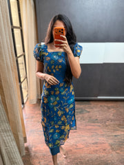 Blue Cotton Linen Kurta