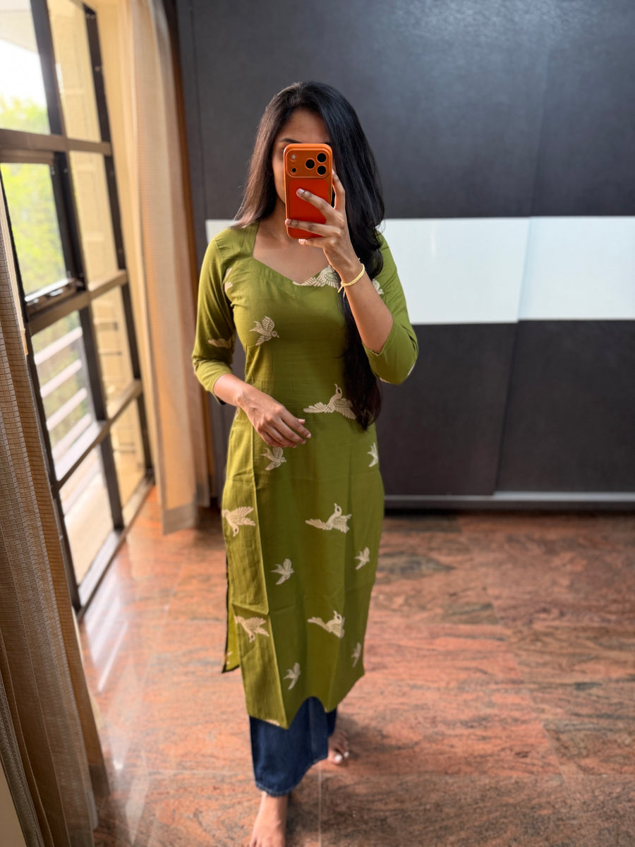 Green Bird Kurta