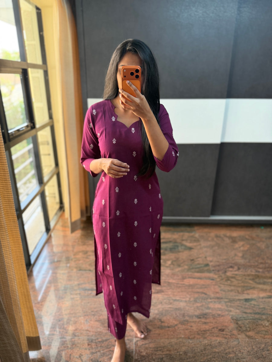 Wine Handloom Co-Ords