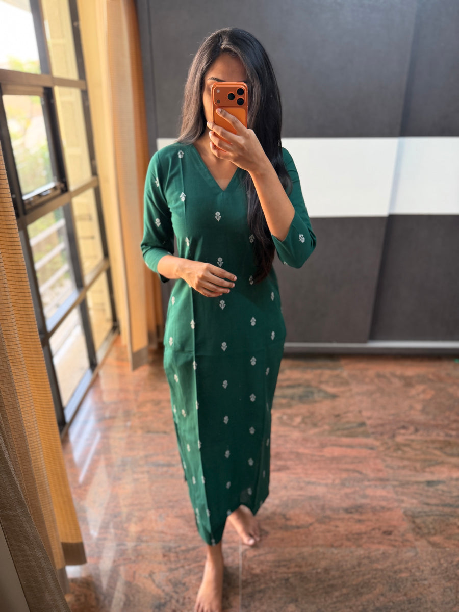 Bottle Green Handloom Co-Ords
