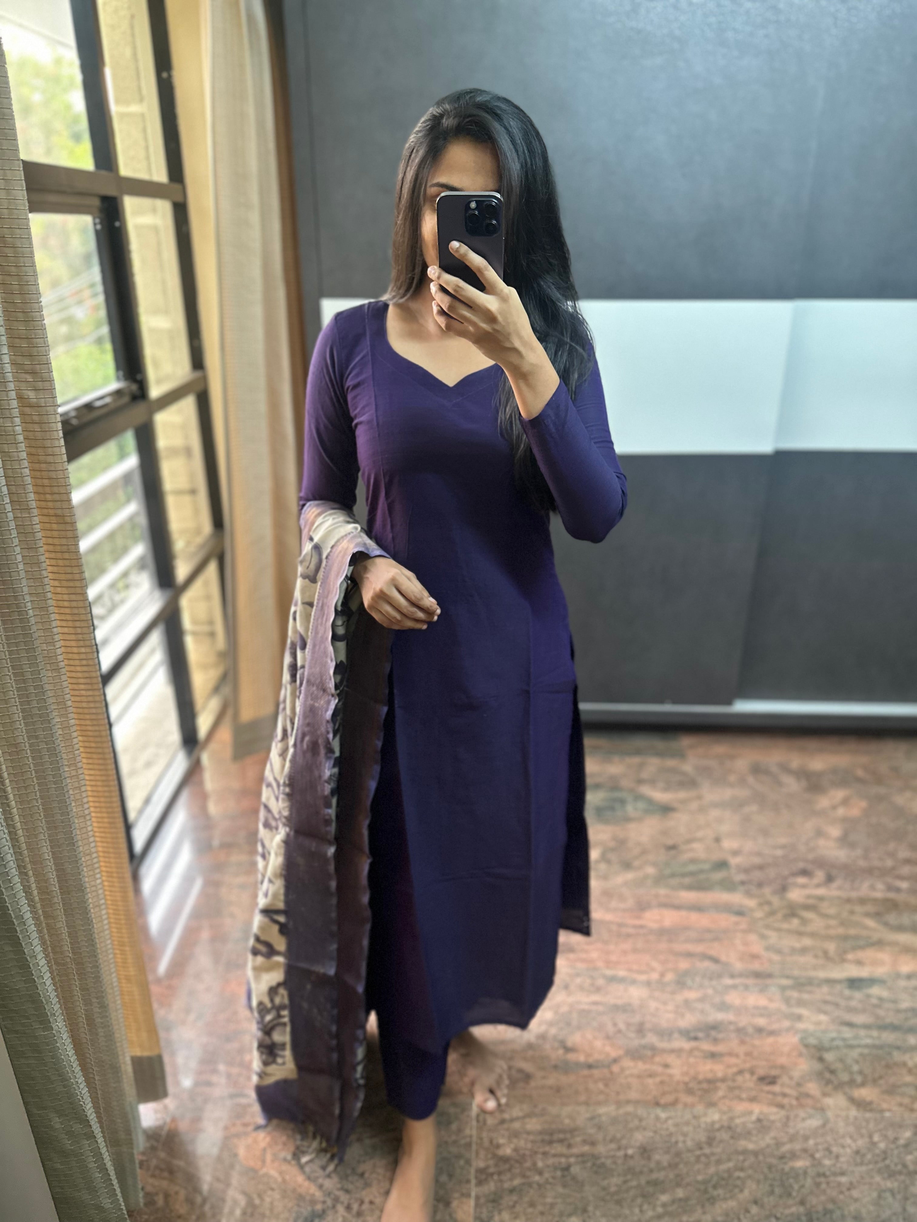 Dark Purple Raw Silk 3 piece set
