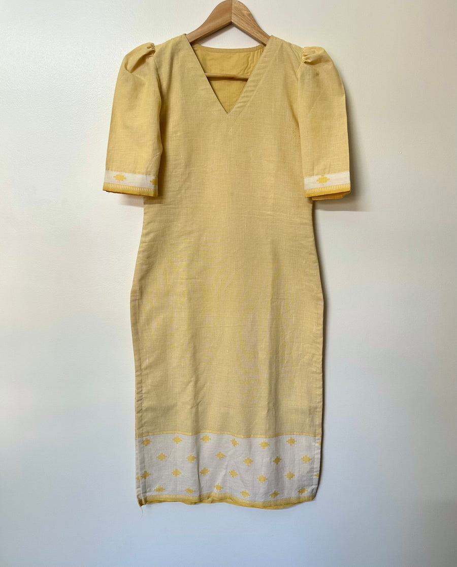 Pastel Yellow Handwoven Kurta