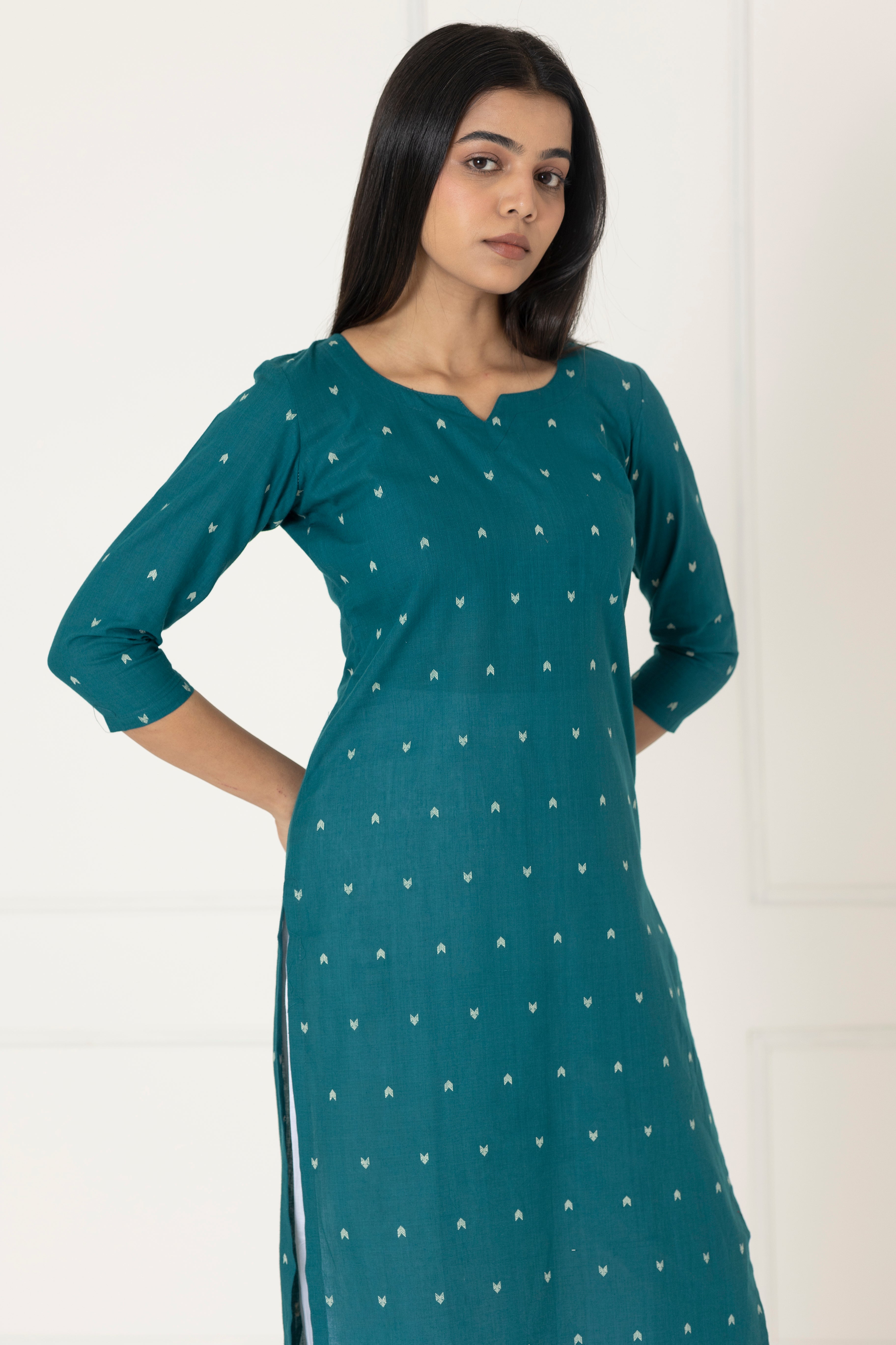 Sea Blue Handloom Kurta