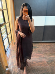 Coffee Brown Ajrkh Top and dupatta