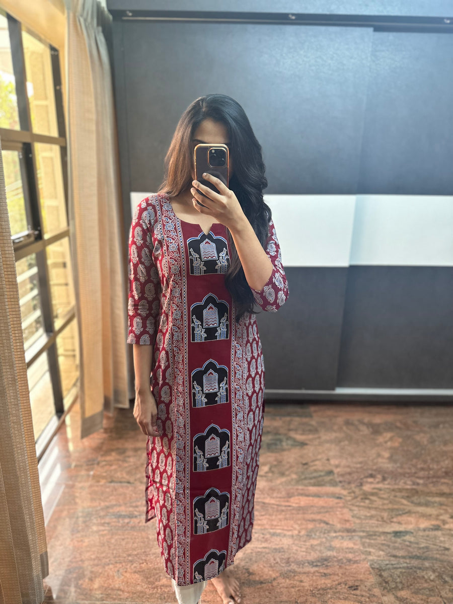 Ajrakh Red Kurta