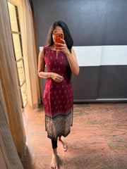 Maroon Ikkat Kurta