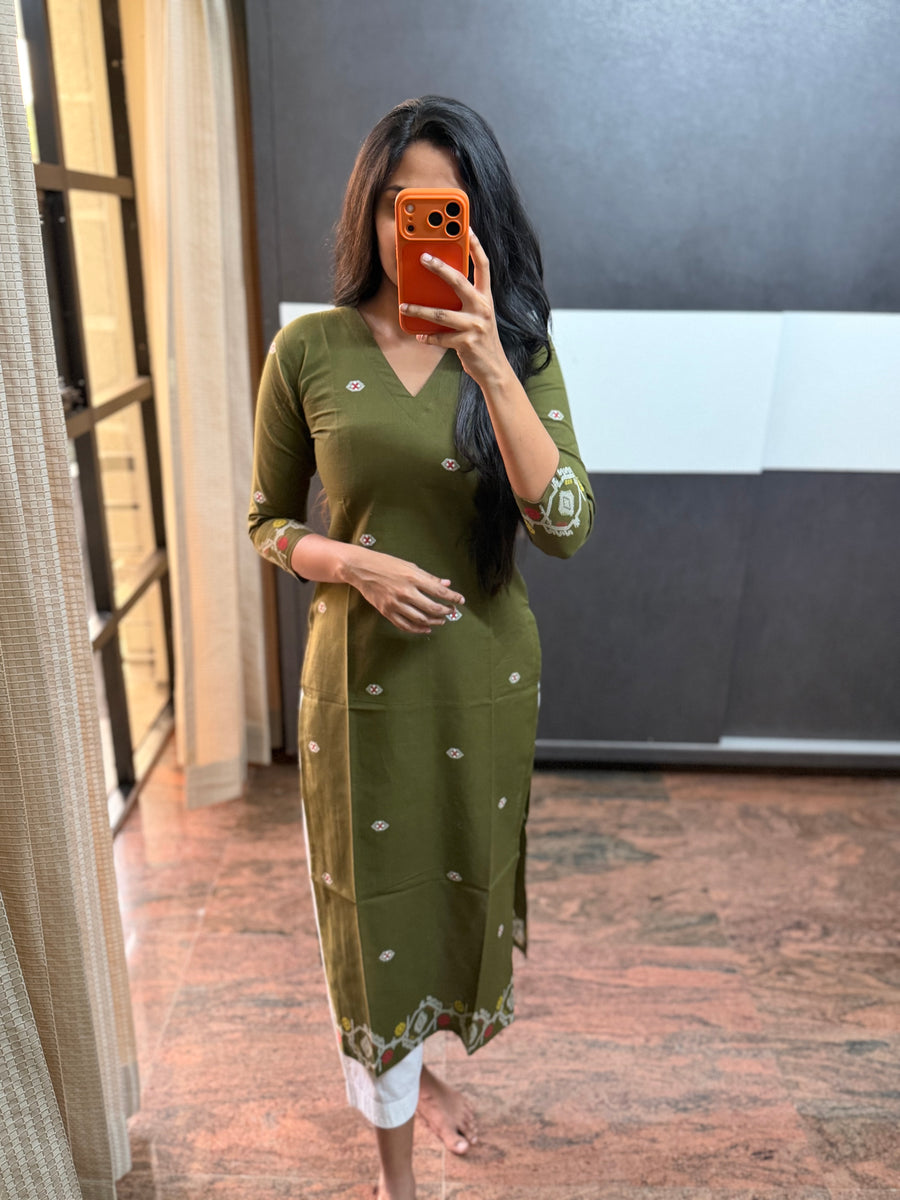Jamdani Green kurta