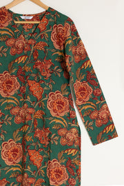 Green Block Printed Kurta