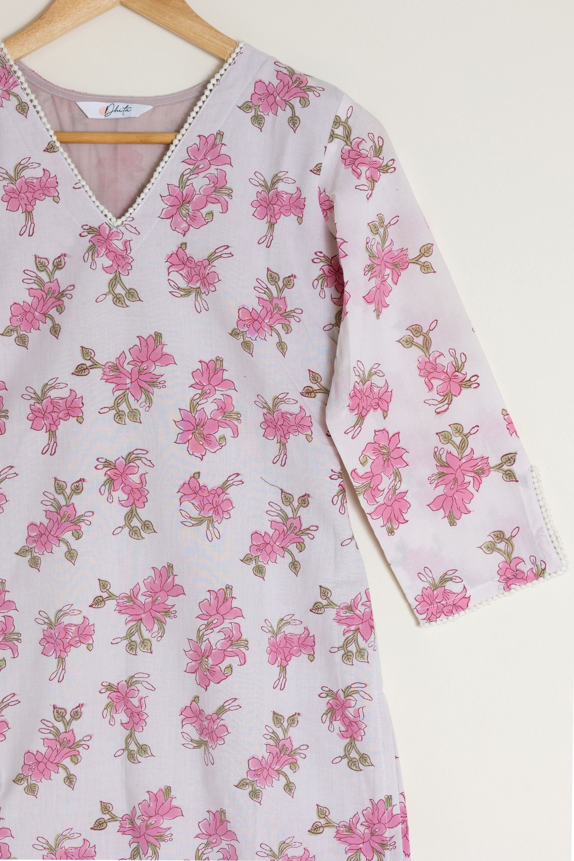 Hibiscus Block Printed Kurta