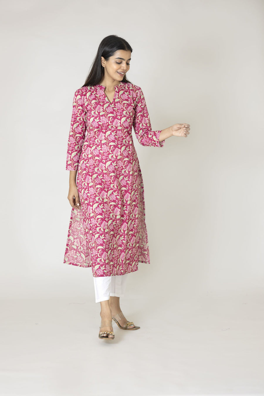 Peony Block Printed Kurta