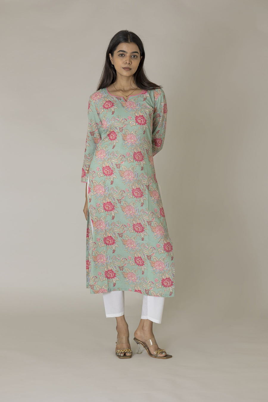 Sky Blue Block Printed Kurta