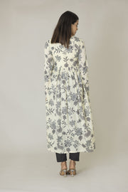 White Floral Alia Cut Kurta