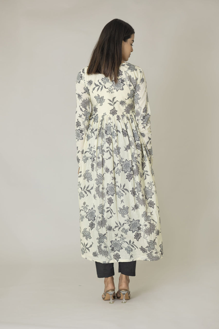 White Floral Alia Cut Kurta